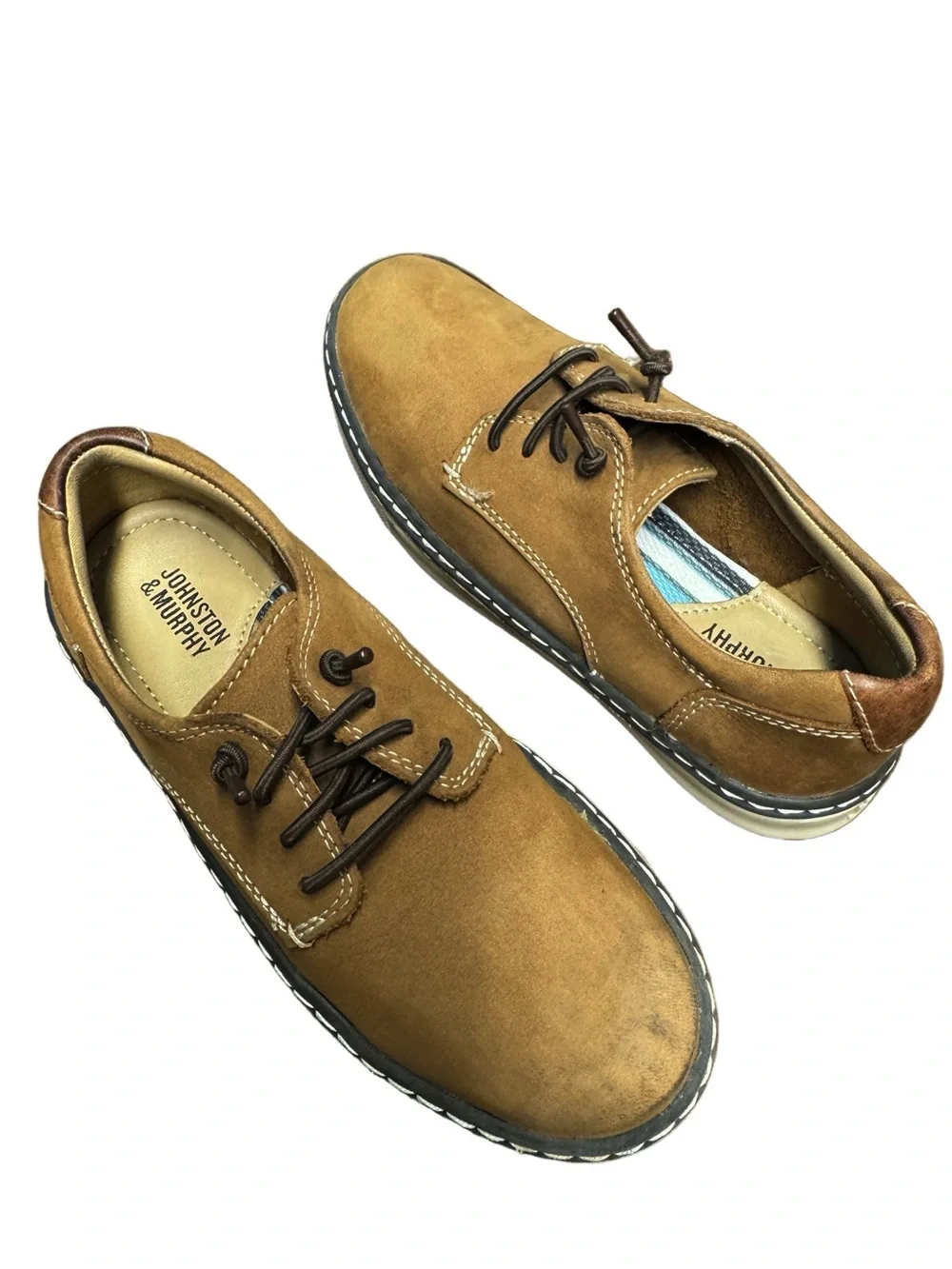 Johnston & Murphy Boys Tan Suede Casual Lace-Up Shoes